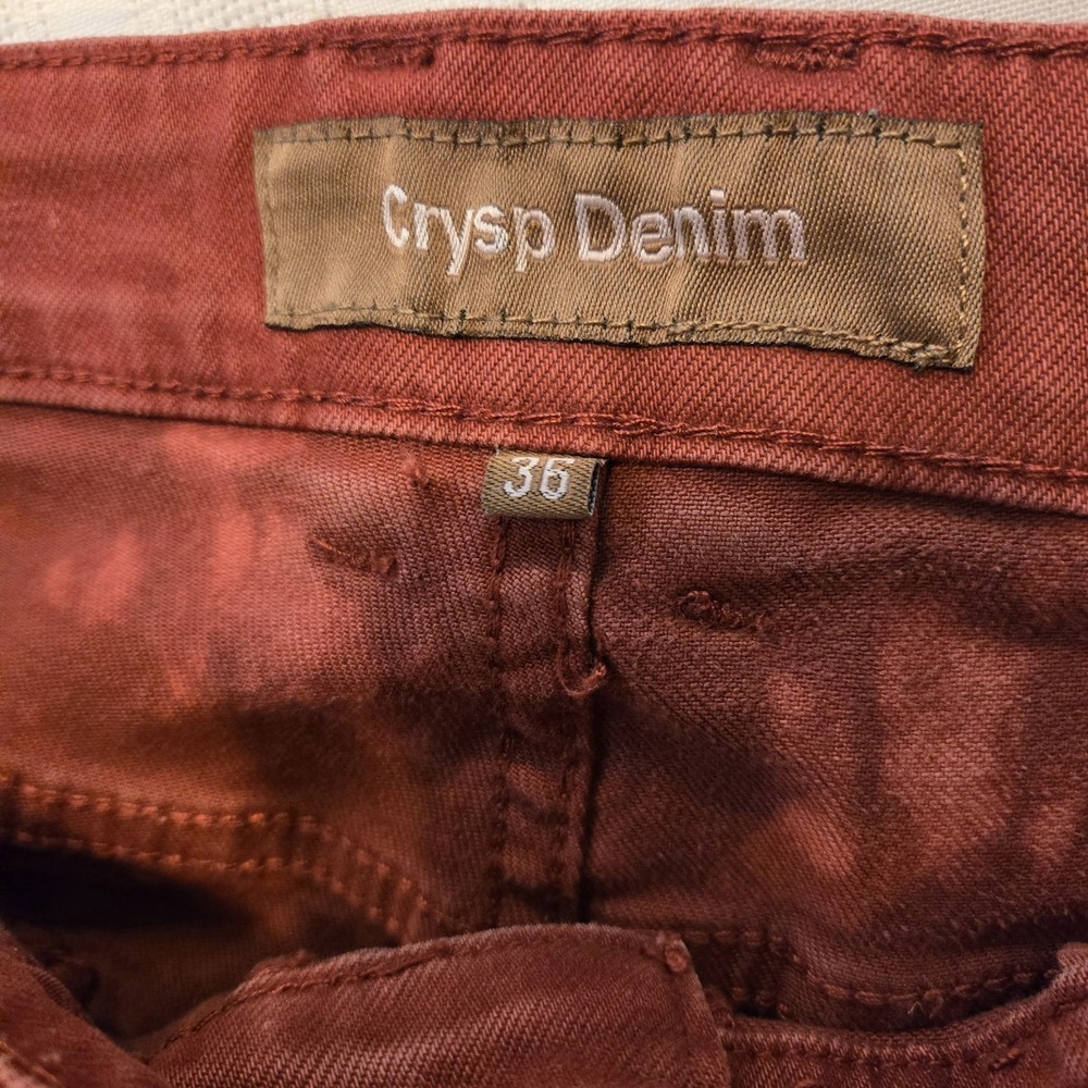 Crysp Denim Red Men's Skywalker Biker Jeans Distressed Rips 36x31 - Picture 11 of 11